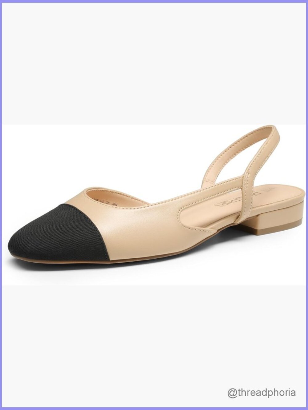Slingback Ballet Flats Square Toe Low Heel Dress Shoes for Work Party
